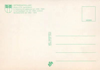 Rotterdam — Grote ou Igreja de São Laurens — editor Capelle a.d. Jssel-Schoten — Verso