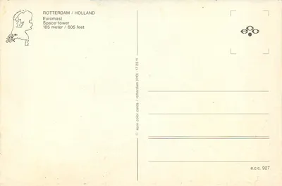 Euromast — torre espacial em Roterdã — editor e.c.c. n° 927 — Verso