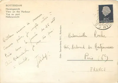 Rotterdam — vue du port avec les remorqueurs Kinderdijk et Kralingen — éditeur Gebr. Spanjersberg N.V. — Verso