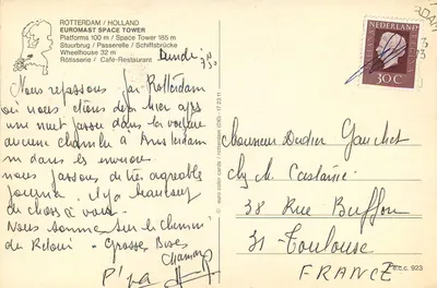 Rotterdam / Holanda — Torre Espacial Euromast — euro color cards / (010) - 17 23 11 — Verso