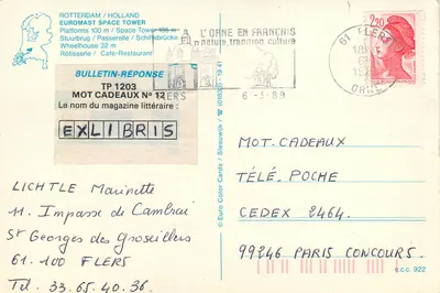 Torre Espacial Euromast, Roterdão, Holanda — Foto Harry de Bruijn, Euro Color Cards Studio — Verso