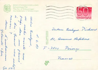 Scheveningen — O pontão — editor Gebr. Spanjersberg, Roterdã — Verso