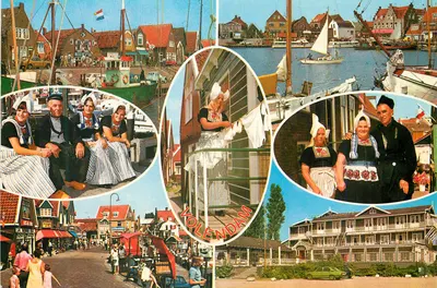 Volendam — Vista panorâmica do porto e da cidade — ECC Cards