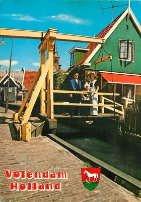 Volendam Holanda — Ponte levadiça sobre canal — Editor v. Leer's Fotodrukkindustrie B.V. Amsterdam, n° V 1304