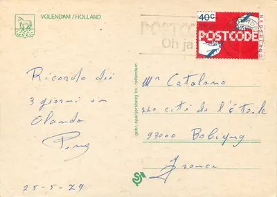 Volendam — widok panoramiczny portu i miasta — wydawca: geb. spanjersberg bv — Rewers