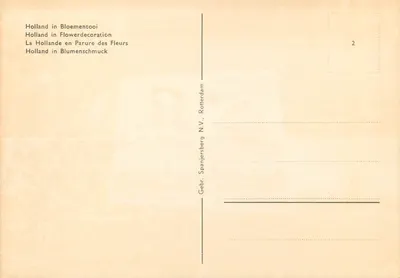 Paisagens holandesas — tulipas, moinho, Keukenhof — editor Gebr. Spanjersberg N.V., Rotterdam — Verso