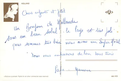 Paisaje holenderski — wydawca Euro Color Cards, nr 419 — Rewers