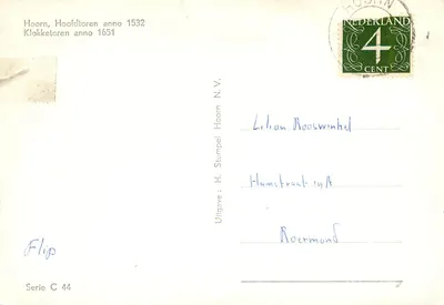 Hoorn, Hoofdtoren — torre principal — H. Stumpel N.V., série C 44 — Verso