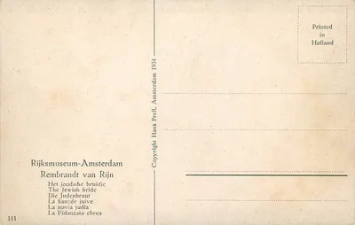 A noiva judia — Rembrandt van Rijn — edição Hans Prell, Amsterdam 1934 — Verso
