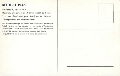 Amsterdã — vista dos canais e portos — REEDERIJ PLAS — Verso