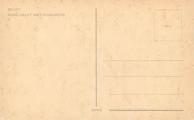 Delft — Widok starego miasta z dawną świątynią — MUVA, n° 767/3 — Rewers