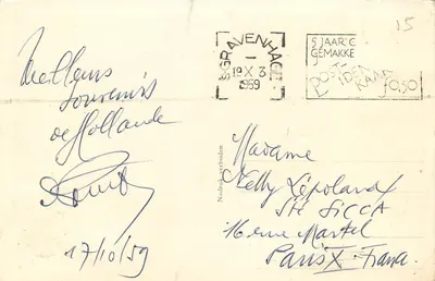 Volendam (Holandia) — rybacy na przystani — wydawca Nadrukverboden — Rewers
