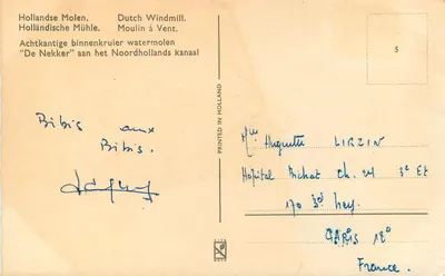 Nowoczesna pocztówka Holandia Holenderska Wieża Wiatrowa — Rewers