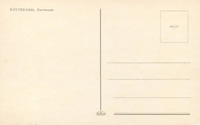Rotterdam, Euromast — torre panorâmica com bandeiras holandesas — editor Krüger, n° 971/19 — Verso