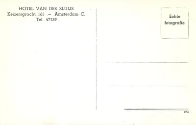 Hotel Van der Sluijs — Keizersgracht 165 — Amsterdam — Verso