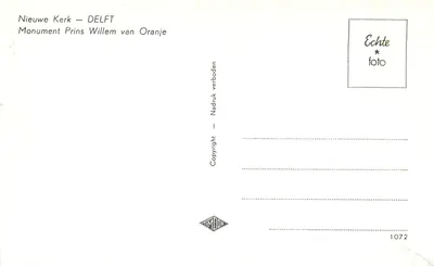 Nieuwe Kerk — DELFT — Pomnik Princa Wilhelma van Oranje — Rewers