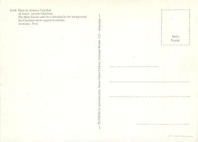 Plaza de Armas e Catedral — A148 — Editor General Morán — Verso