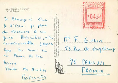 Port Callao — widok portu z kilkoma statkami — Éditions de Arte Rep, Lima — Rewers
