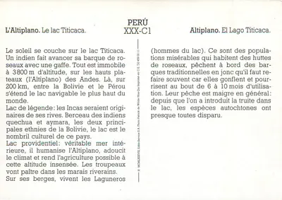Jezioro Titicaca — Altiplano boliwiańskie i peruwiańskie — Wilde & Haas Service S.A. XXX-C1 — Rewers