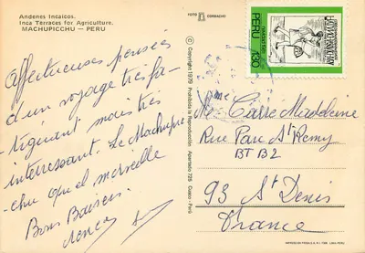 Machu Picchu — terrasses incaïques — FOTO CORBACHO — Verso