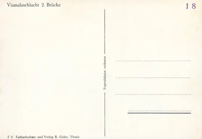 Viamala Schlucht — 2. Most — wydawnictwo R. Guler, Thusis — Rewers