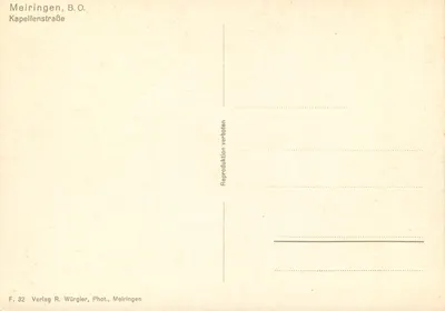 Meiringen — widok wsi z kościołem i górami na tle — Verlag R. Würgler, Phot., Meiringen, F. 32 — Rewers
