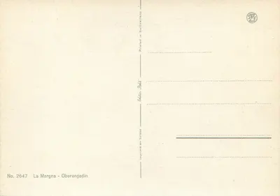 La Margna - Oberengadin — zasnieżony widok — Wydawnictwo Baldi, n° 2647 — Rewers