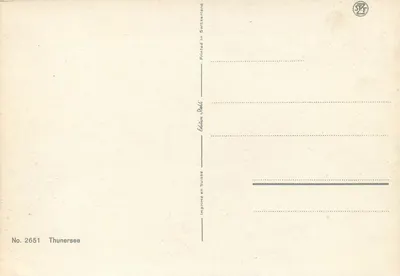 Jezioro Thunersee — alpejskie jezioro z zasnieżonymi górami — Wydawnictwo Stahl, nr 2651 — Rewers