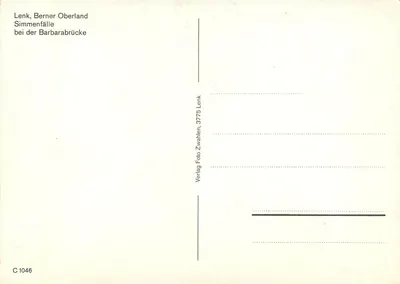 Simmenfälle — wodospad w alpach bernowskich — Verlag Foto Zwahlen, nr C 1046 — Rewers