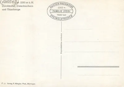 Susten-Passhöhe — 2262 m — Rodzina Jossi, lodowiec skalny — Rewers