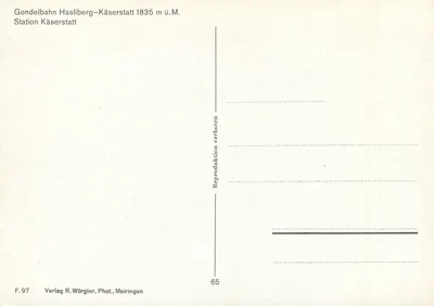 Stacja Bergbahns Käserstatt — 1835 m n.p.m. — Verlag R. Würgler, Fot., Meiringen — Rewers