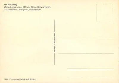 Zasnieżony chalet — Am Hasliberg — Photoglob-Wehrli AG, Zürich, nr 5792 — Rewers