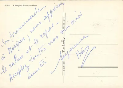 Hotel Bellevue — Morgins, Suíça — Edição Darbellelay — Verso