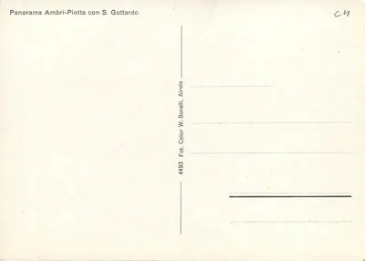 S. Gottardo — panorama Ambri-Piotta — Fot. Color W. Borelli, Airolo — Verso