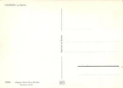 Yverdon — Kasyno — Colorphon Edition Deriaz Baulmes n°13266 — Rewers