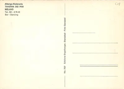 Taverna dei Pini — Melano — Edição Engelberger, n° 7527 — Verso
