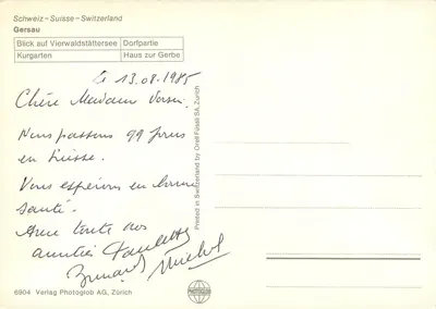 Gersau — Widok na jezioro Vierwaldstättersee i wioskę — Photoglob AG, nr 6904 — Rewers