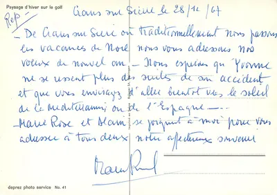 Zimowy krajobraz nad golfem — Grans sur Sierci — Deprez Photo Service Nr 41 — Rewers