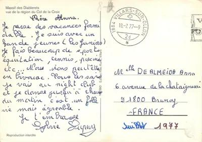 Massif des Diablerets — vue de la région du Col de la Croix — Édition Foto Kuntz N°560 — Verso