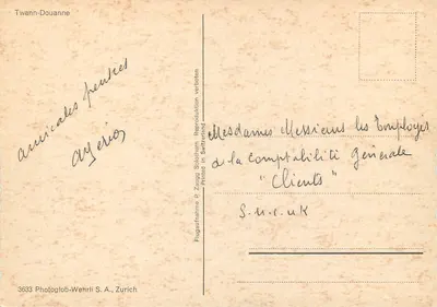 Twann-Douanne — widok z lotu ptaka — Photoglob-Wehrli S.A., Zurych — Rewers