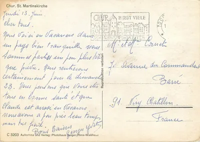 Chur, Igreja de São Martinho — vista de um passagem — Photohaus Geiger, Films-Waldhaus — Verso