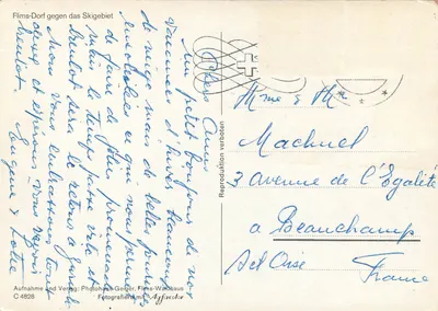 Flims-Dorf contra o local de esqui — Photohaus Geiger, Flims-Waldhaus, C 4828 — Verso
