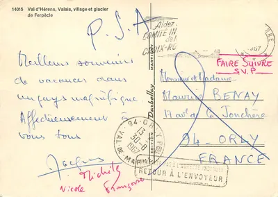 Val d'Hérens, wieś i lodowiec Ferpècle — Wydawnictwo Martigey n°14015 — Rewers