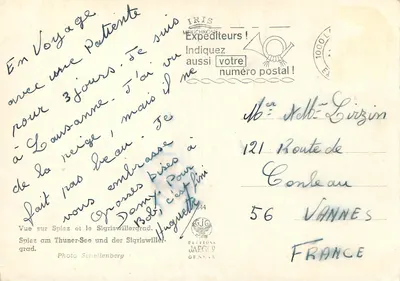 La Suisse radieuse — vue sur Spiez et le Sigriswilergrad — éditeur IRIS — Verso