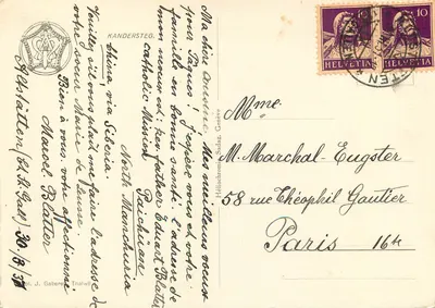 Kościół w Kandersteg — zasne góry — Héliochromi Sadag — Rewers