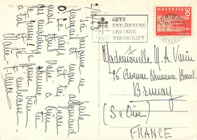 Lago de Thoune — Mont Cervin — editor Viernwaldbastel AG, n°140 — Verso