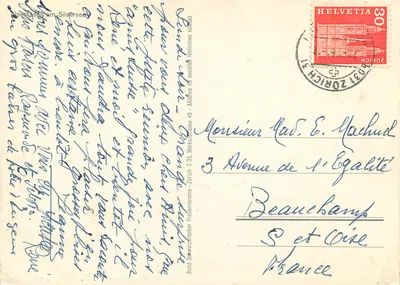 Jezioro Sils am Schlern — widok z kwiatami rhododendronów — Bund Schweizerischer Frauenvereine, Zürich — Rewers