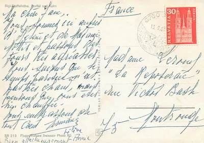 Vue aérienne de la Rigi-Staﬀelhöhe — Suisse — éditeur Flugaufnahme Swissair Photo AG, n° SR 213 — Verso
