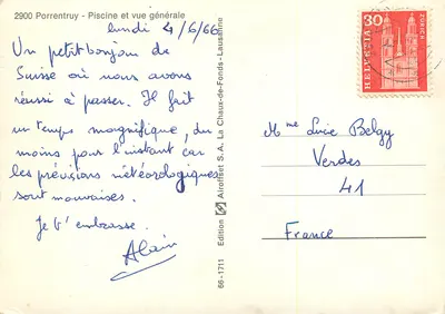 Porrentruy - Zwembad en algemene uitzicht — Editie Aliroffset S.A. n° 66-1711 — Achterkant