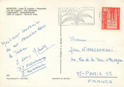 Lugano - Algemene uitzicht — Imprimé S.A. Suisse n°591 — Achterkant